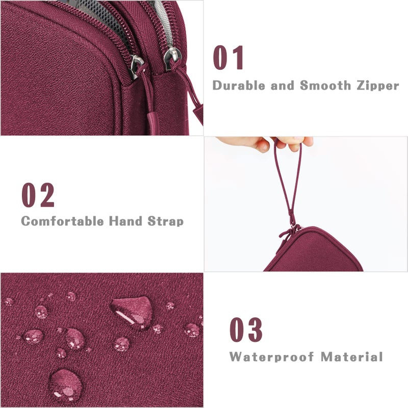 FYY Electronic Organizer  Travel Cable Organizer Bag Pouch Electronic Accessories Carry Case Portable Waterproof Double Layers All-in-One Storage Bag for Cable  Cord  Charger  Phone  Earphone Wine Red - Image 4